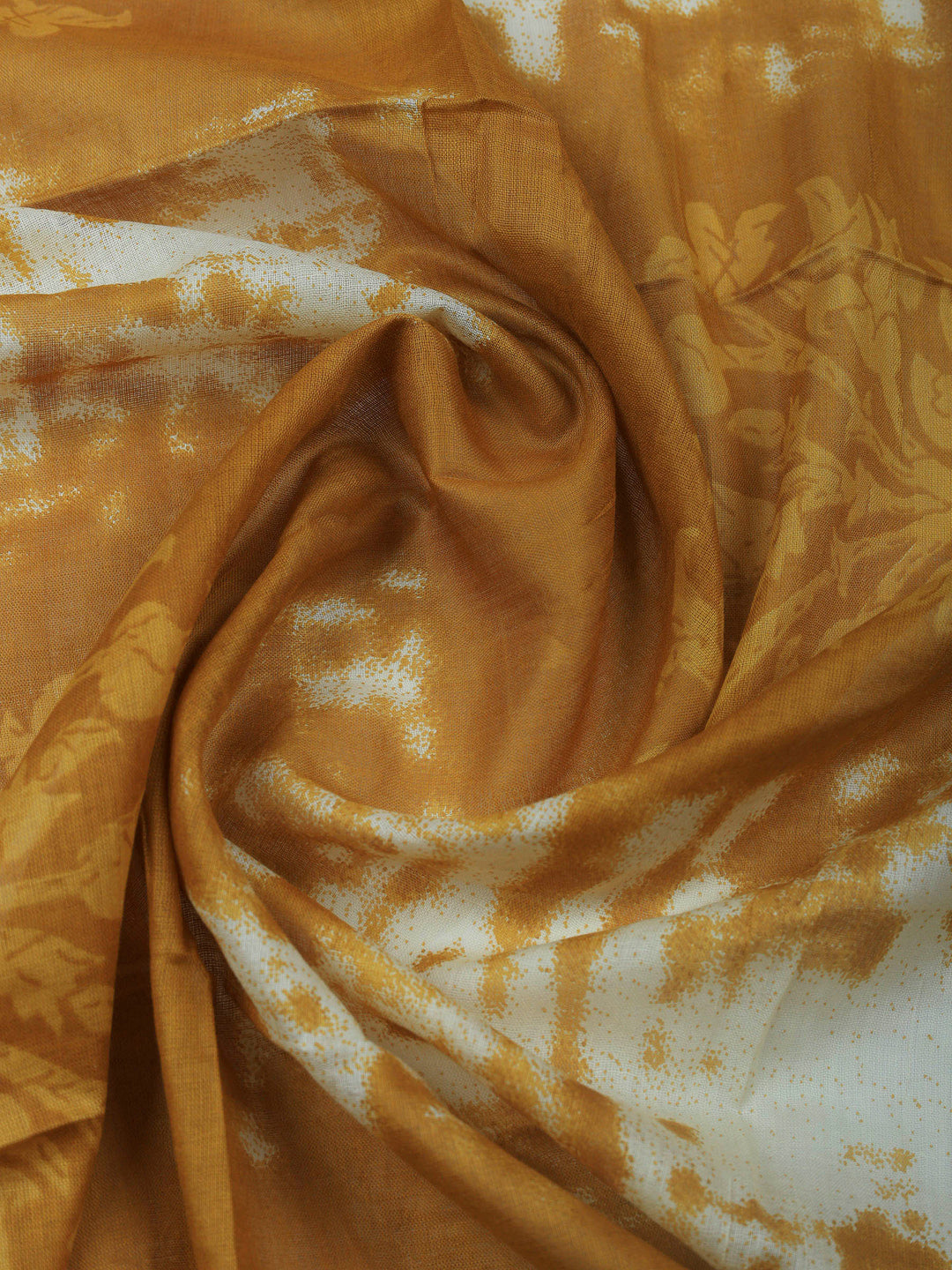 Mustard Printed Cotton Blend Unstitched Dress Material