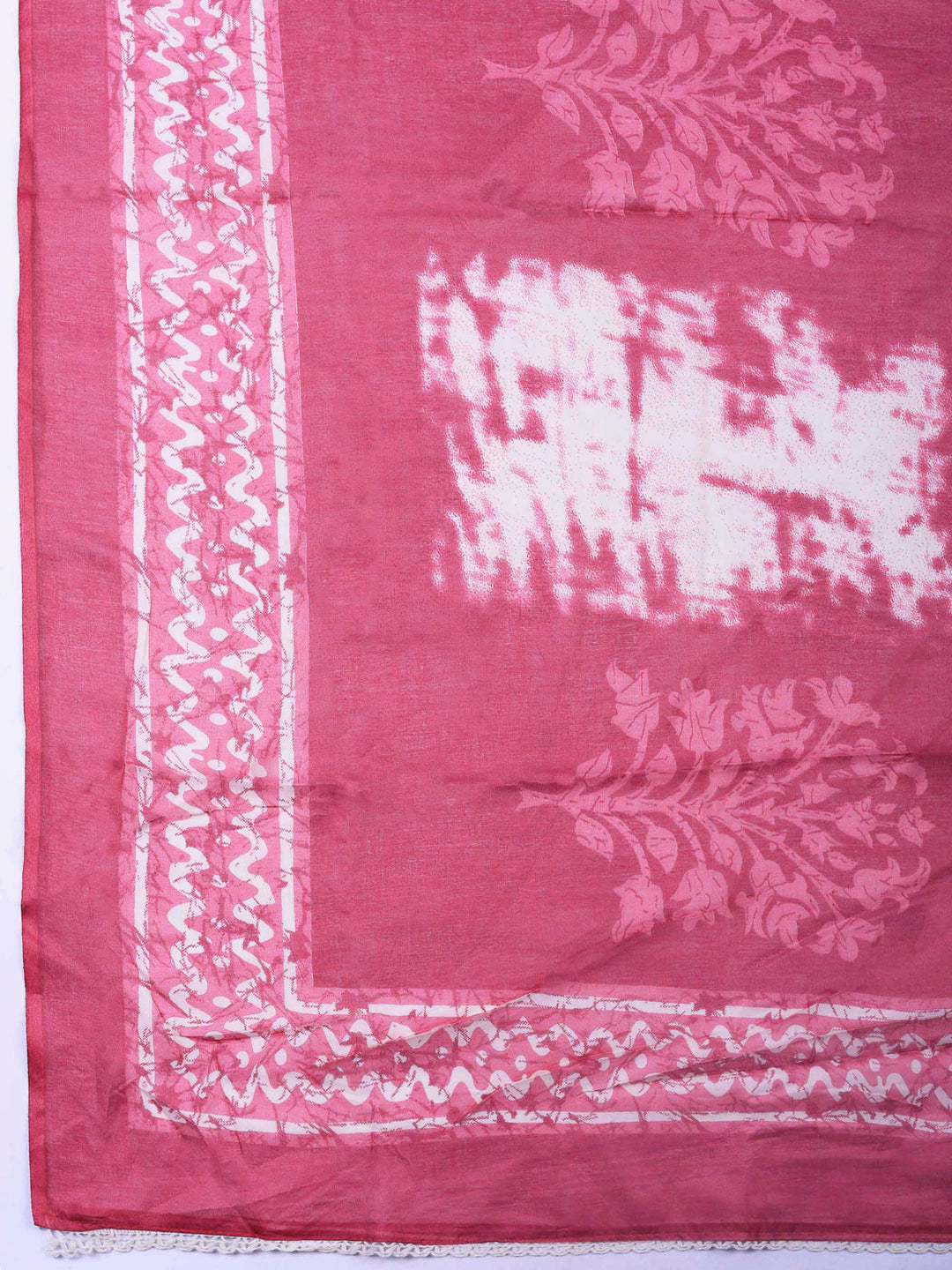 Pink Printed Cotton Blend Unstitched Dress Material