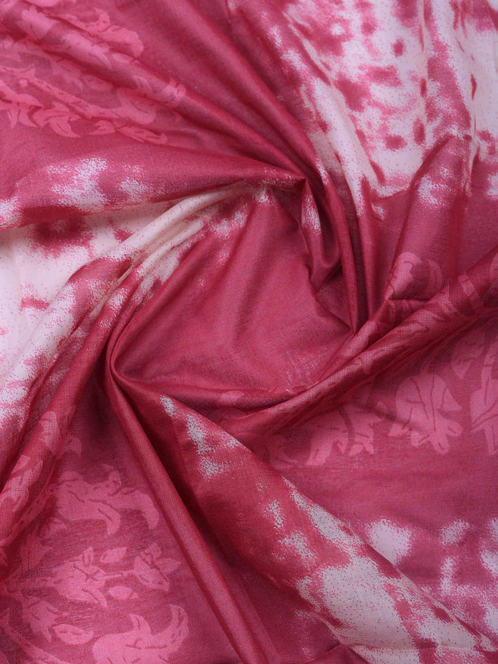 Pink Printed Cotton Blend Unstitched Dress Material