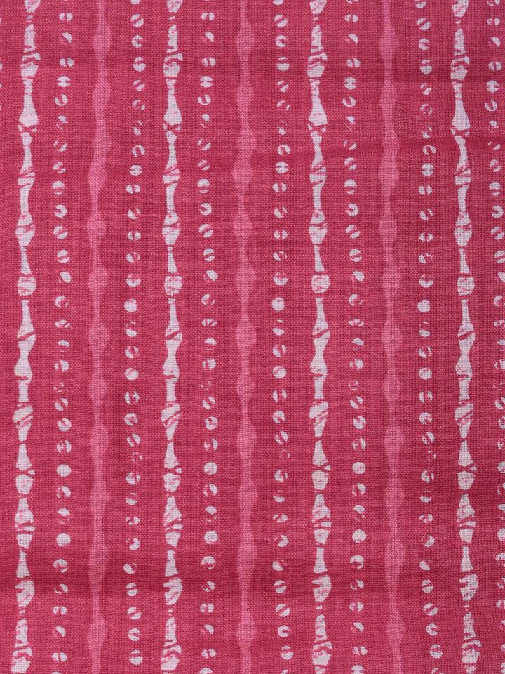 Pink Printed Cotton Blend Unstitched Dress Material