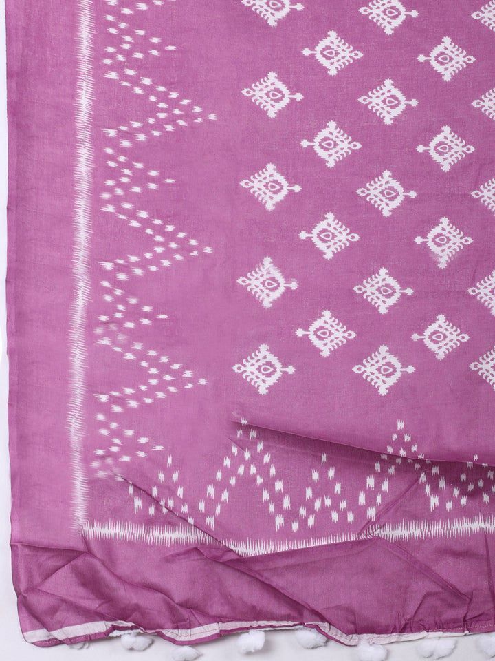 Onion Pink Printed Cotton Blend Unstitched Dress Material