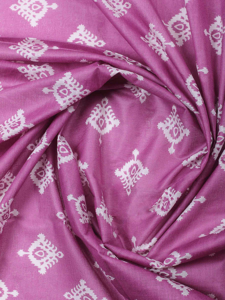 Onion Pink Printed Cotton Blend Unstitched Dress Material