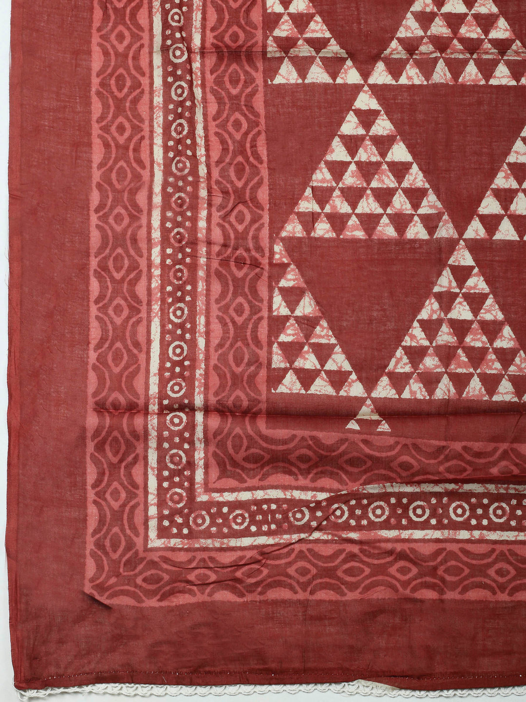 Maroon Printed Cotton Blend Unstitched Dress Material