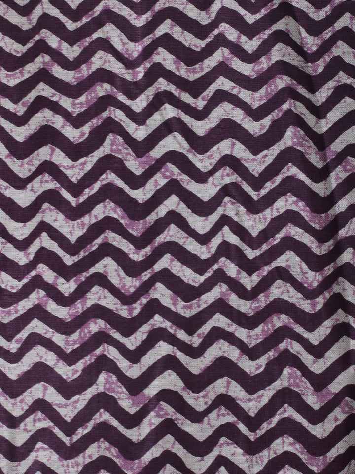 Wine Printed Cotton Blend Unstitched Dress Material