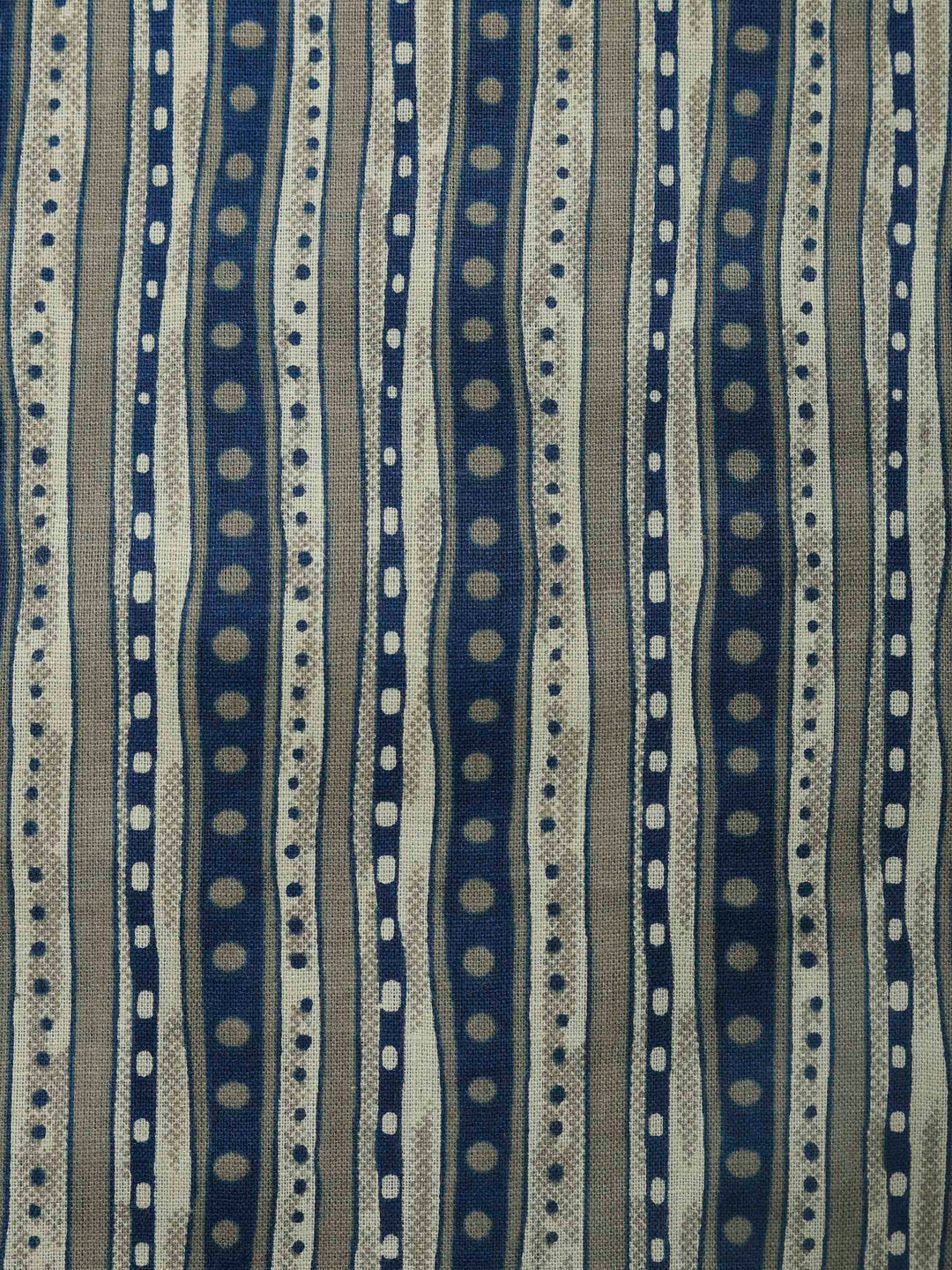 Blue Printed Cotton Blend Unstitched Dress Material