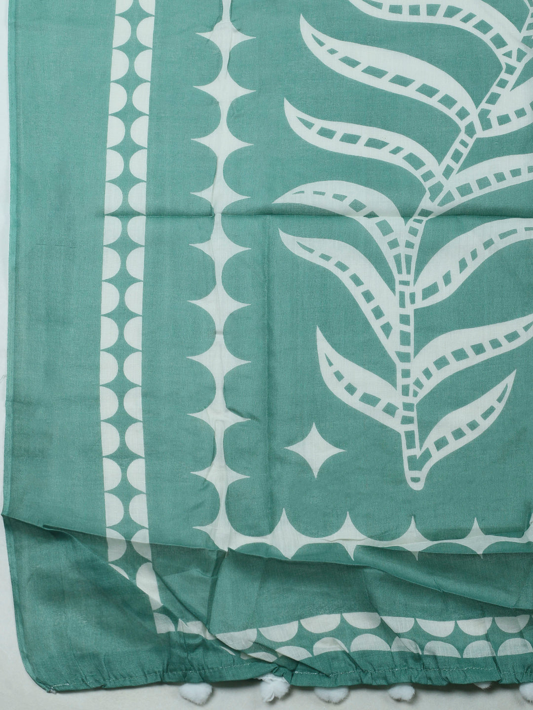 Aqua Green Printed Cotton Blend Unstitched Dress Material