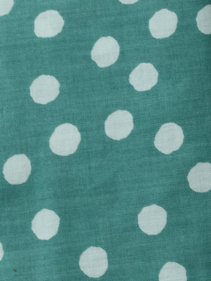 Aqua Green Printed Cotton Blend Unstitched Dress Material