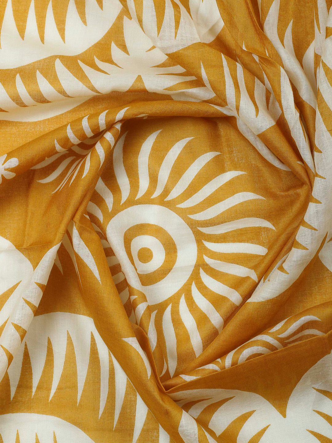 Mustard Printed Cotton Blend Unstitched Dress Material