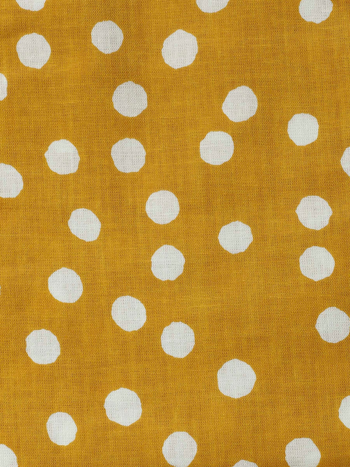 Mustard Printed Cotton Blend Unstitched Dress Material