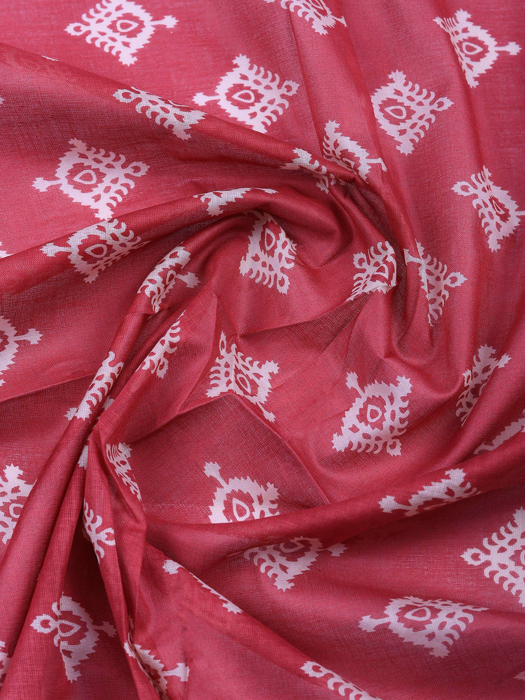 Dusty Pink Embroidered Cotton Blend Unstitched Suit &amp; Pant With Cotton Dupatta