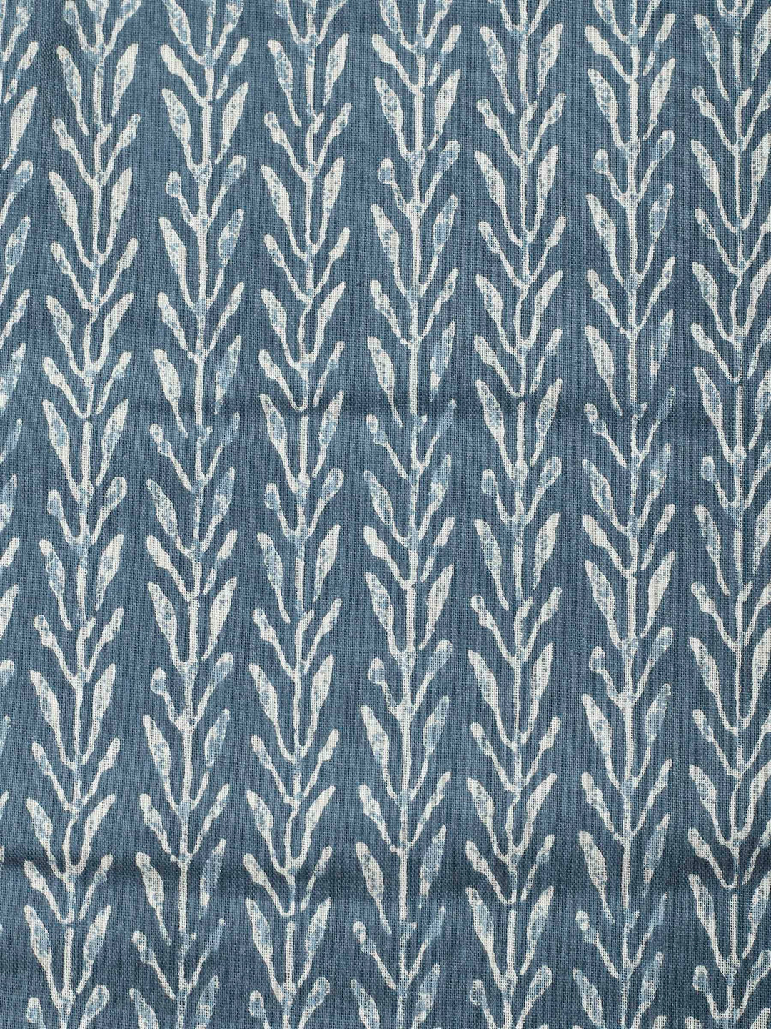 Blue Printed Cotton Blend Unstitched Dress Material