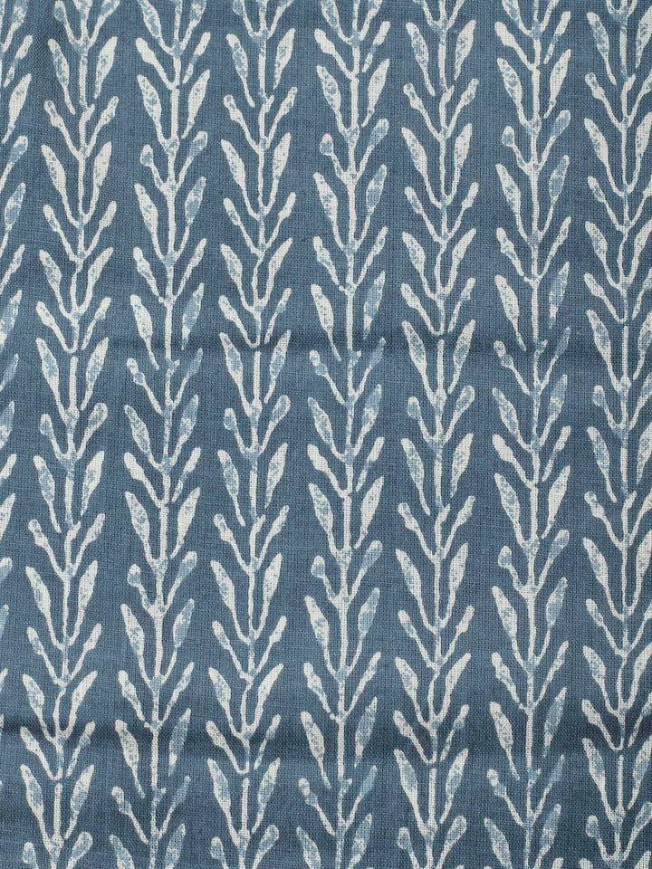 Blue Printed Cotton Blend Unstitched Dress Material