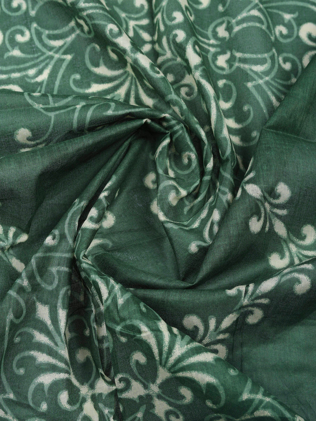Green Printed Cotton Blend Unstitched Dress Material