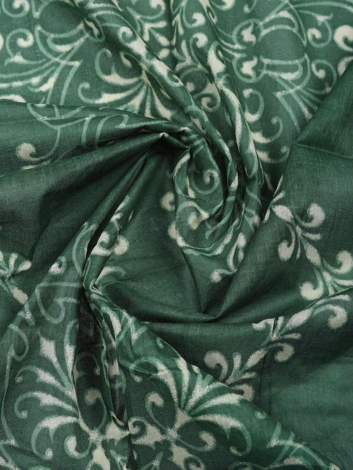 Green Printed Cotton Blend Unstitched Dress Material