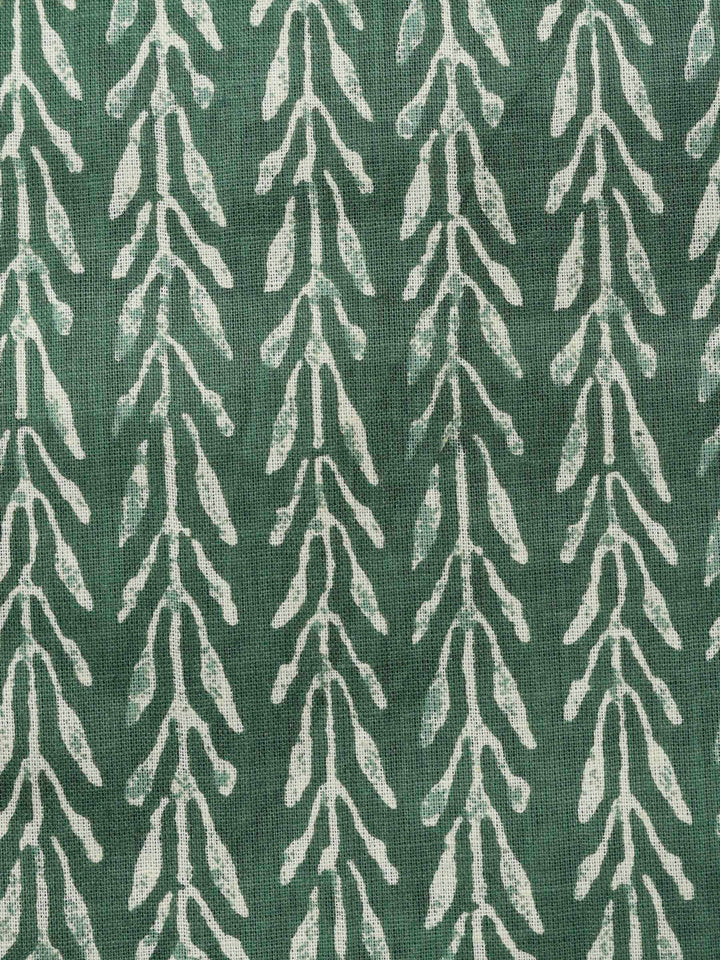 Green Printed Cotton Blend Unstitched Dress Material
