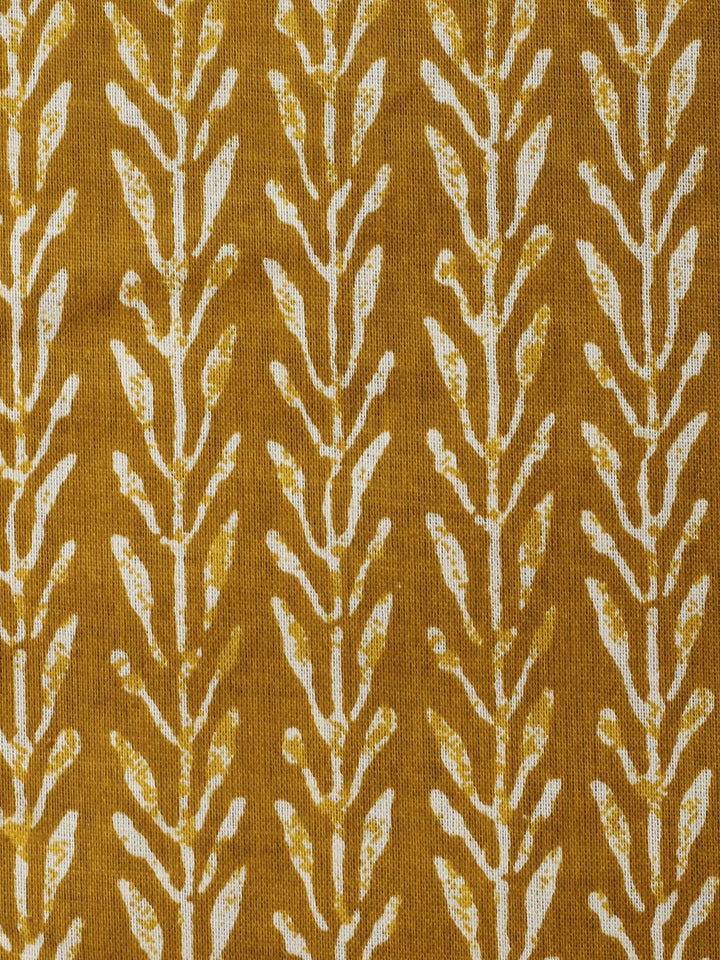 Mustard Printed Cotton Blend Unstitched Dress Material