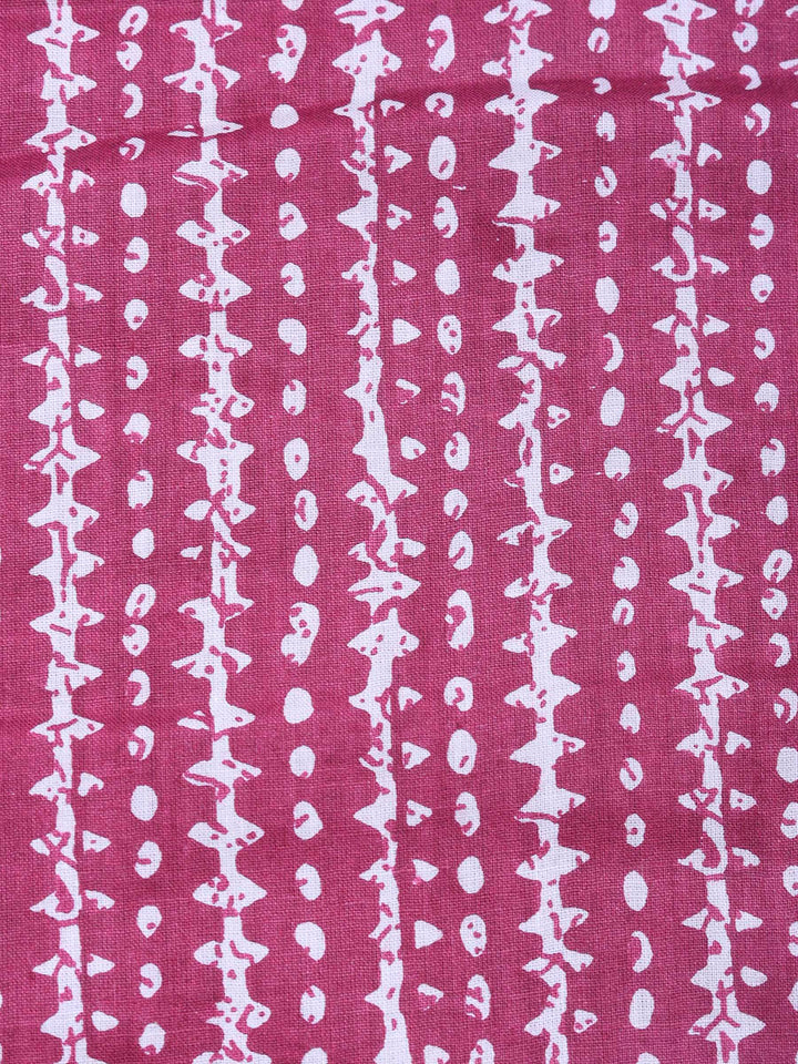 Magenta Printed Cotton Blend Unstitched Dress Material