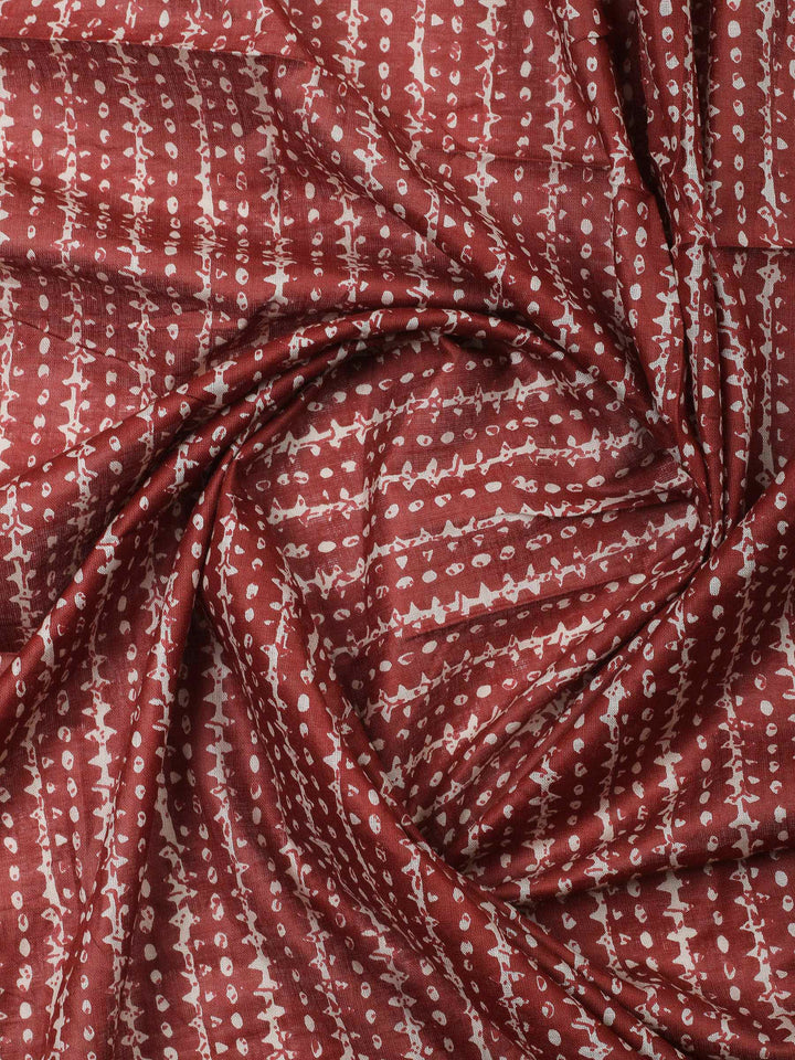 Rust Printed Cotton Blend Unstitched Dress Material