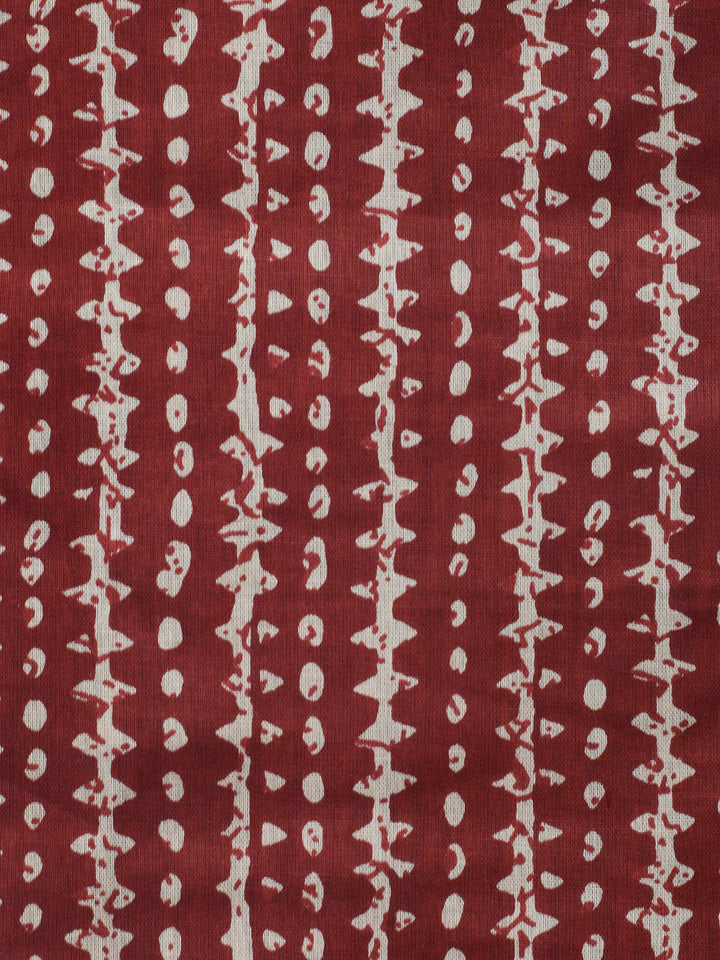 Rust Printed Cotton Blend Unstitched Dress Material