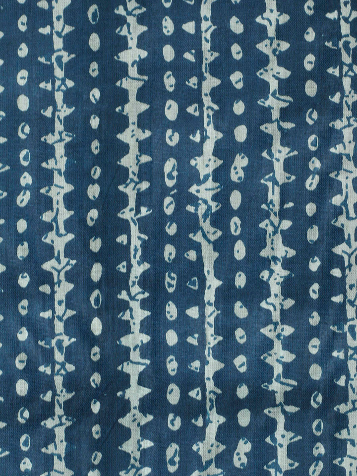 Teal Blue Printed Cotton Blend Unstitched Dress Material
