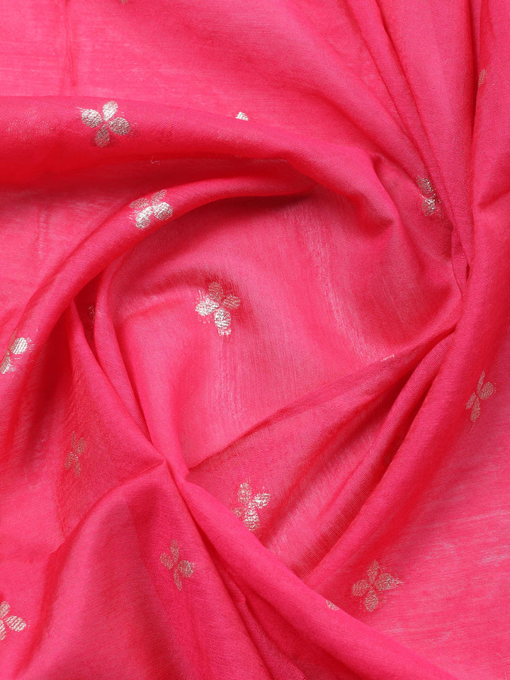 Green Embroidered Chanderi Unstitched Suit &amp; Pant With Banarsi Dupatta