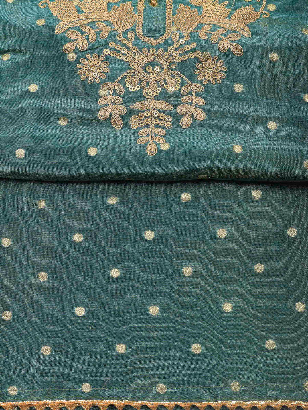 Lake Blue Embroidery Tissue Unstitched Dress Material