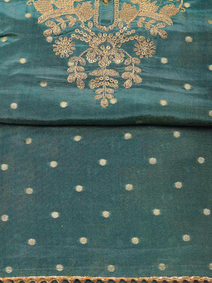 Lake Blue Embroidery Tissue Unstitched Dress Material