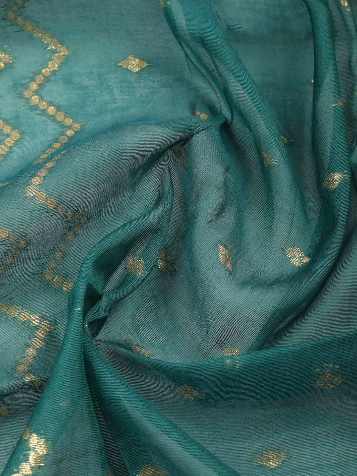 Lake Blue Embroidery Tissue Unstitched Dress Material