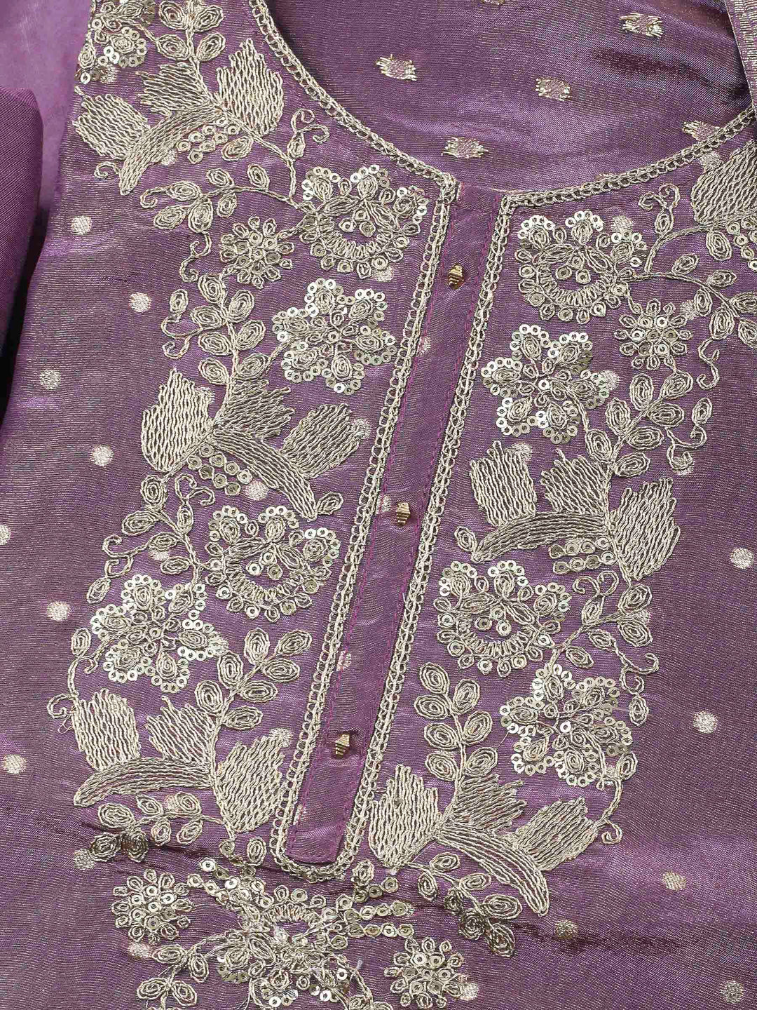 Lavender Embroidery Tissue Unstitched Dress Material