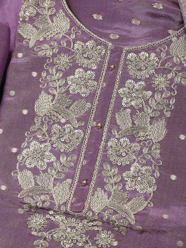 Lavender Embroidery Tissue Unstitched Dress Material