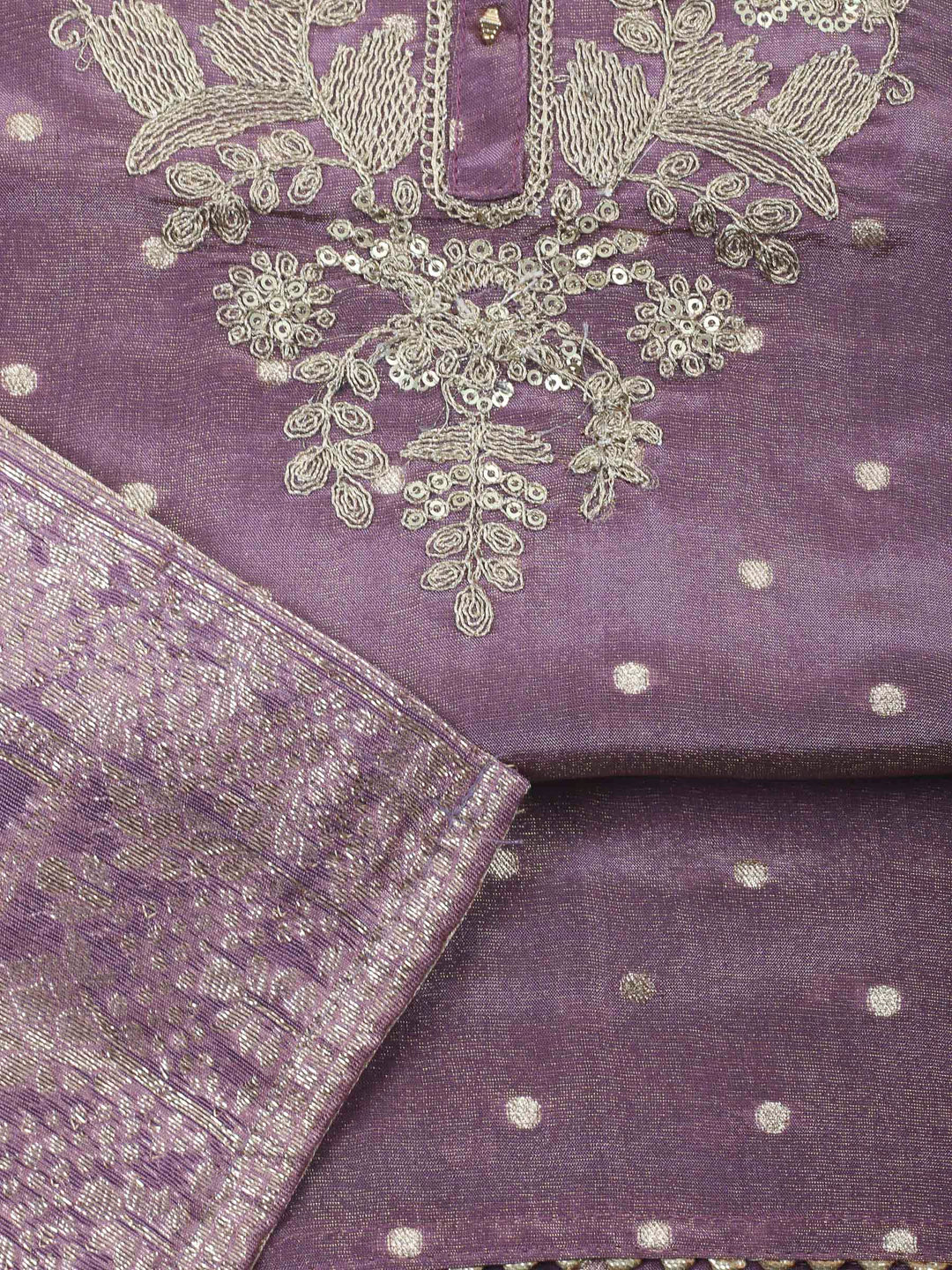 Lavender Embroidery Tissue Unstitched Dress Material