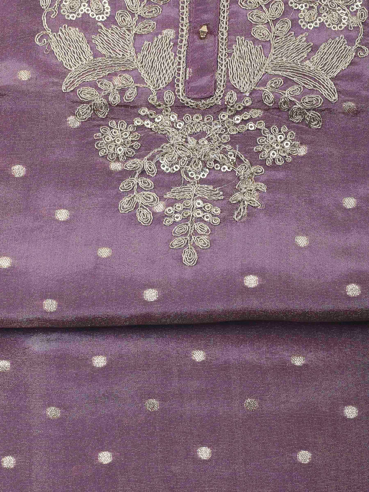 Lavender Embroidery Tissue Unstitched Dress Material