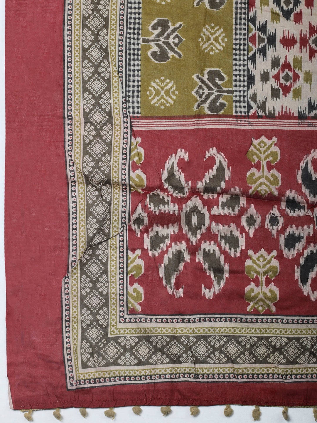 Maroon Printed Cotton Blend Unstitched Dress Material