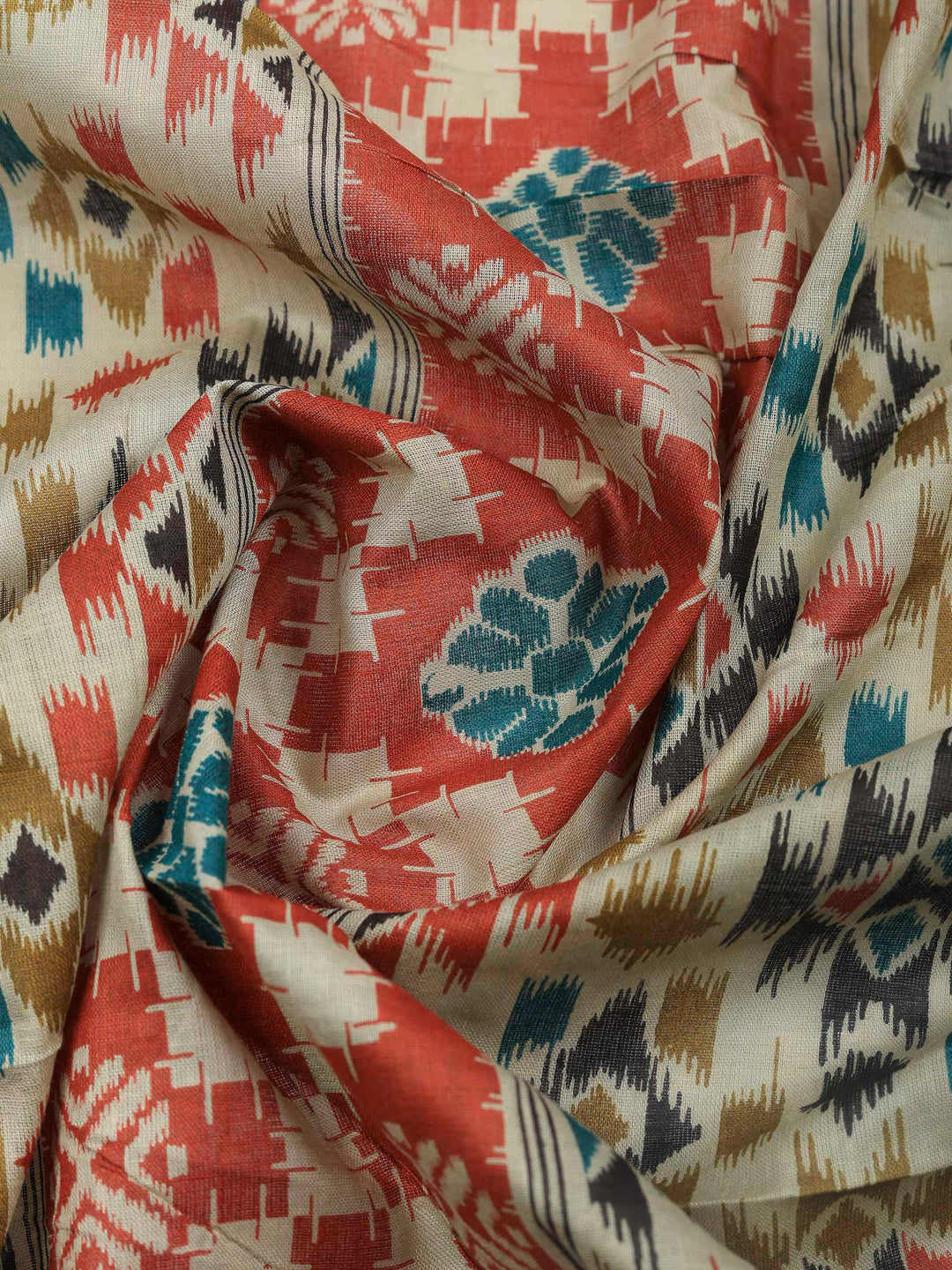 Mustard Printed Cotton Blend Unstitched Dress Material