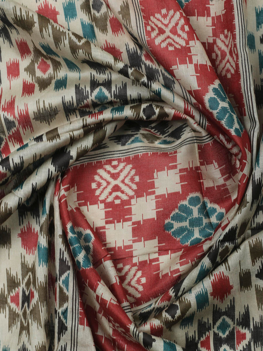 Olive Green Printed Cotton Blend Unstitched Dress Material