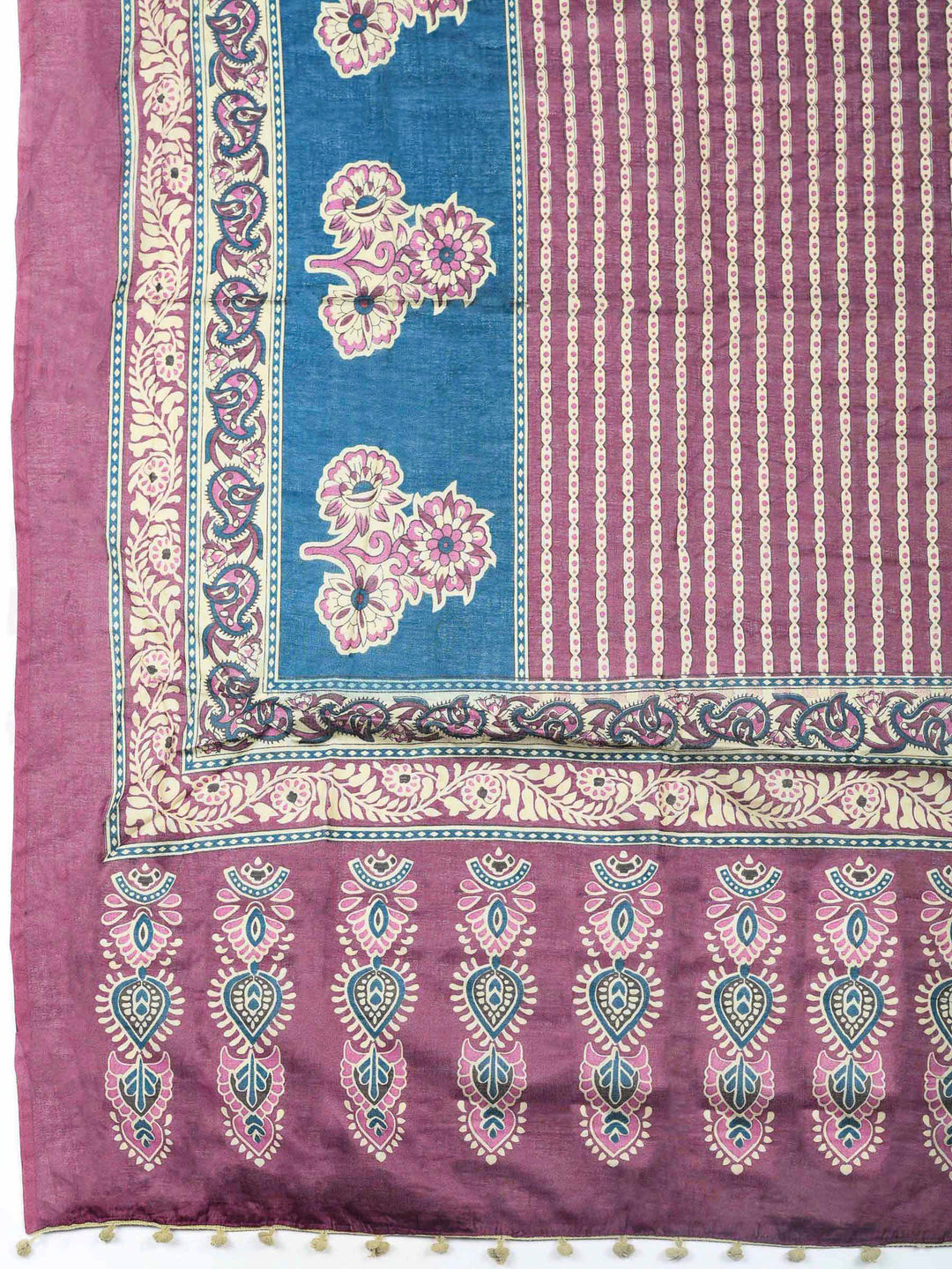 Wine Printed Cotton Blend Unstitched Dress Material