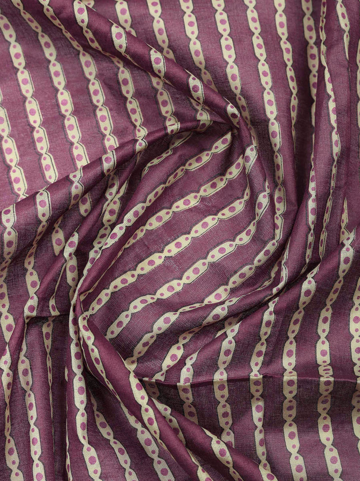 Wine Printed Cotton Blend Unstitched Dress Material