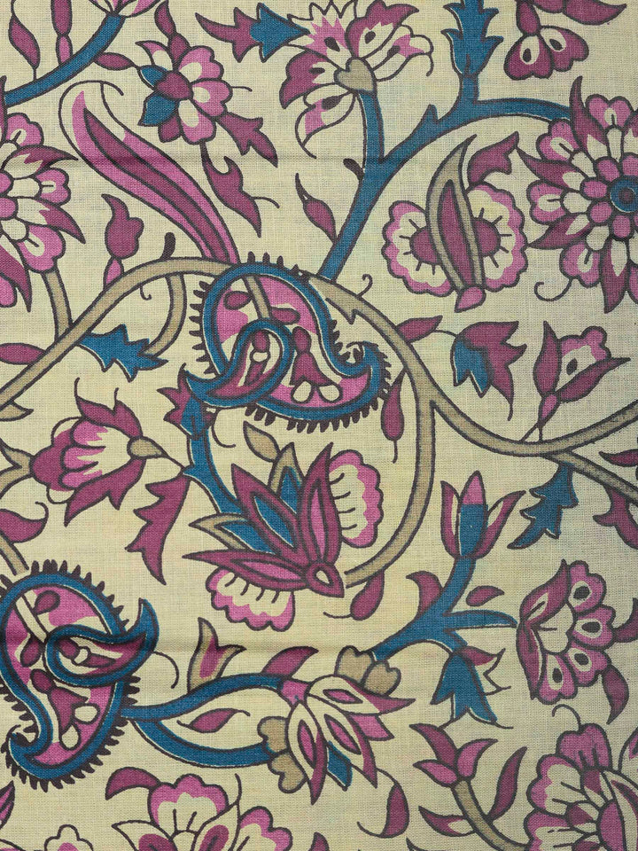 Wine Printed Cotton Blend Unstitched Dress Material