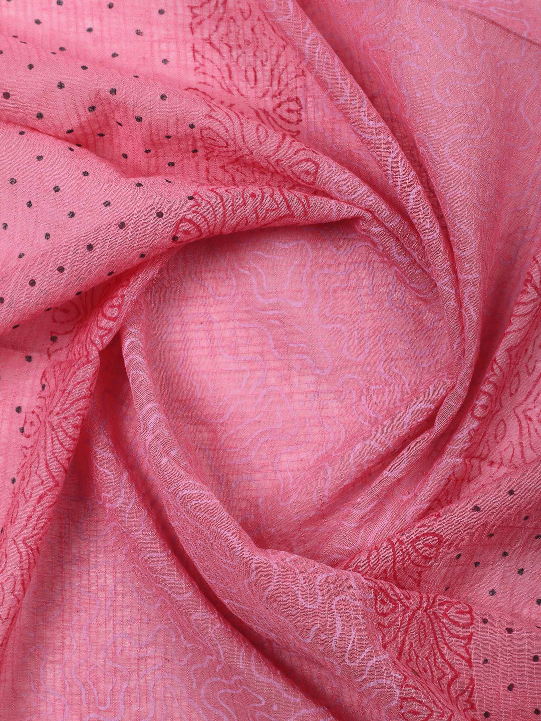 Pink Lavender Printed Cotton Blend Unstitched Dress Material