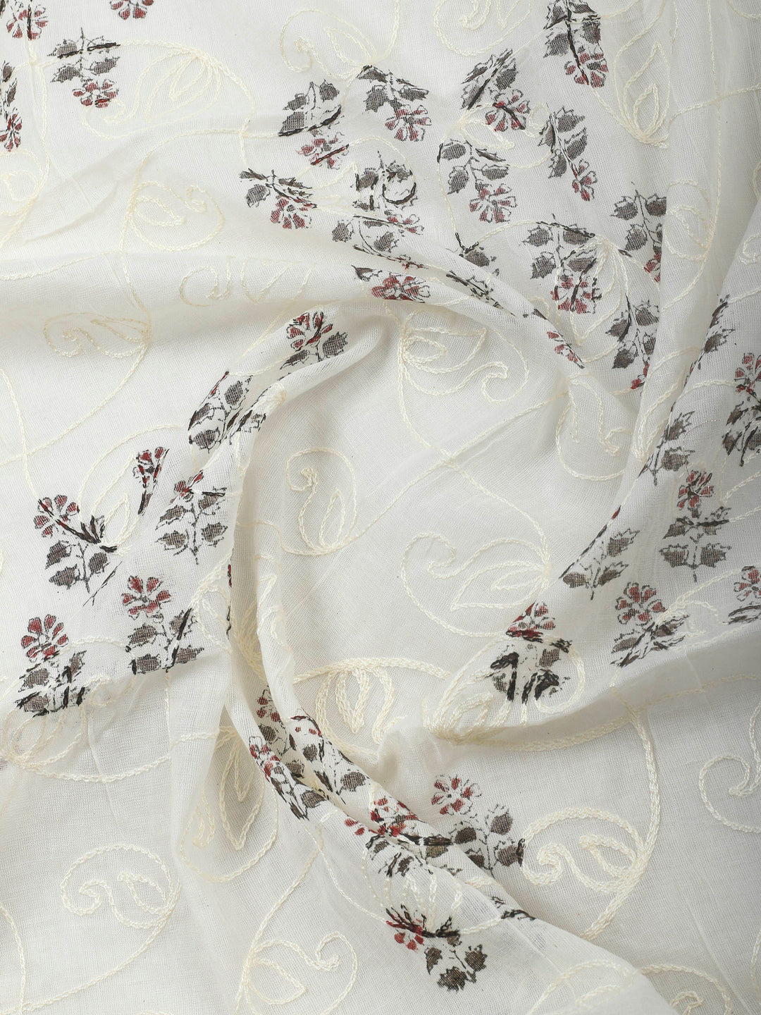 Brown Embroidery Cotton Blend Unstitched Dress Material