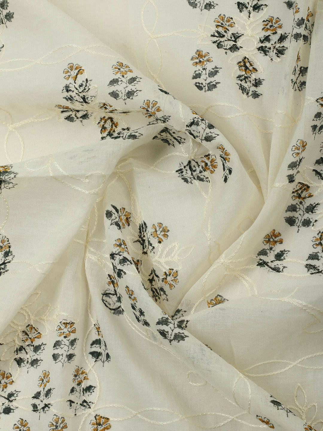 Green Embroidery Cotton Blend Unstitched Dress Material
