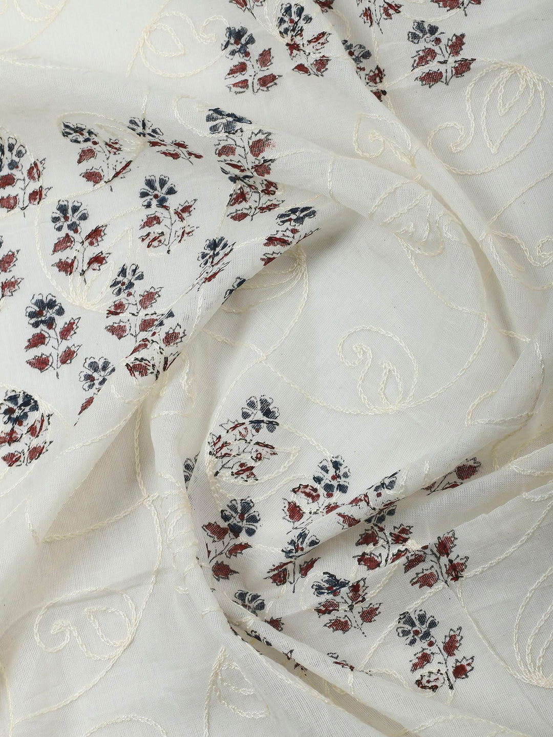 Maroon Embroidery Cotton Blend Unstitched Dress Material