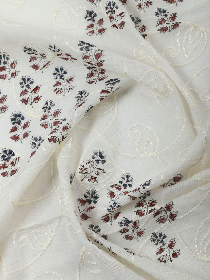Maroon Embroidery Cotton Blend Unstitched Dress Material