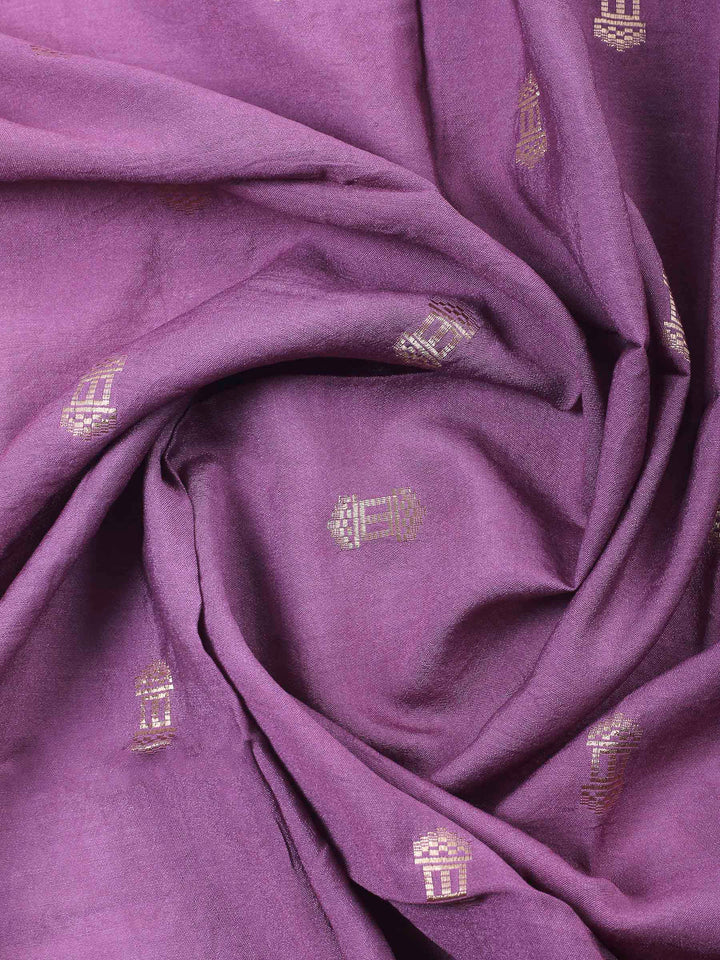 Lavender Embroidered Cotton Blend Unstitched Suit &amp; Pant With Cotton Dupatta