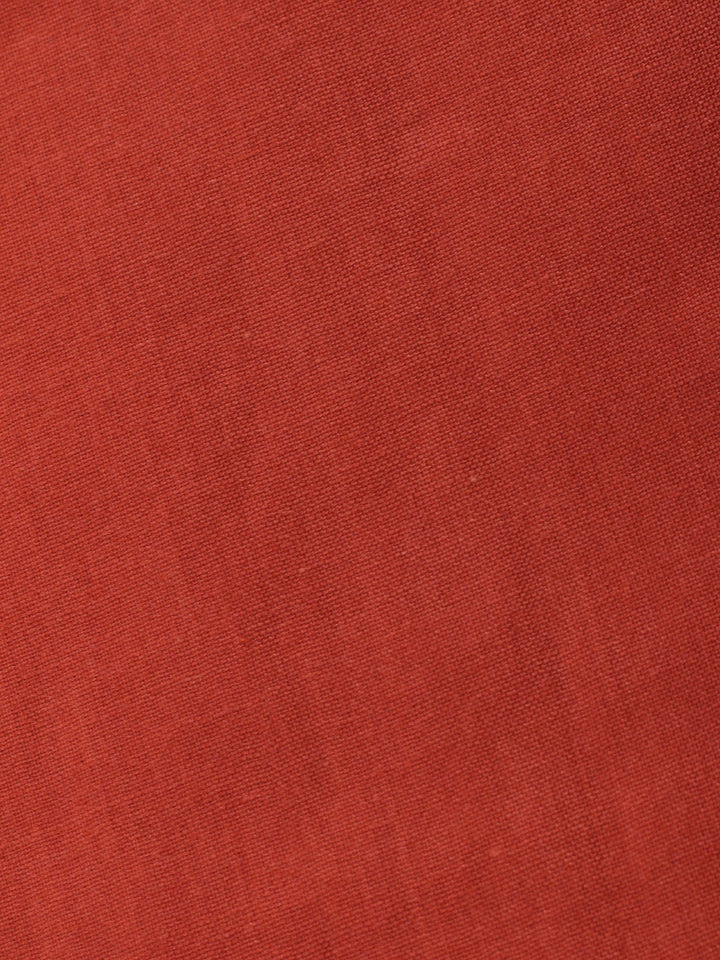 Rust Embroidered Cotton Blend Unstitched Suit &amp; Pant With Cotton Dupatta