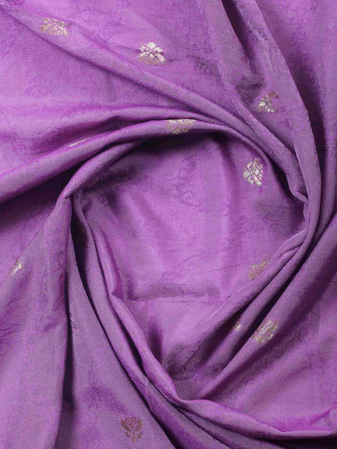 Lavender Embroidered Cotton Blend Unstitched Suit &amp; Pant With Cotton Dupatta