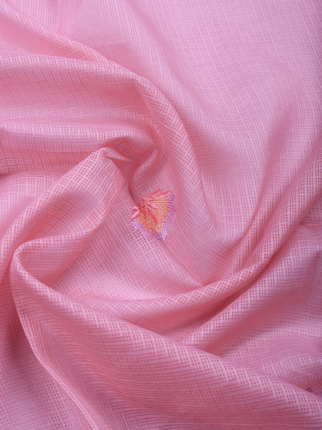 Pink Embroidered Cotton Blend Unstitched Suit &amp; Pant With Cotton Dupatta