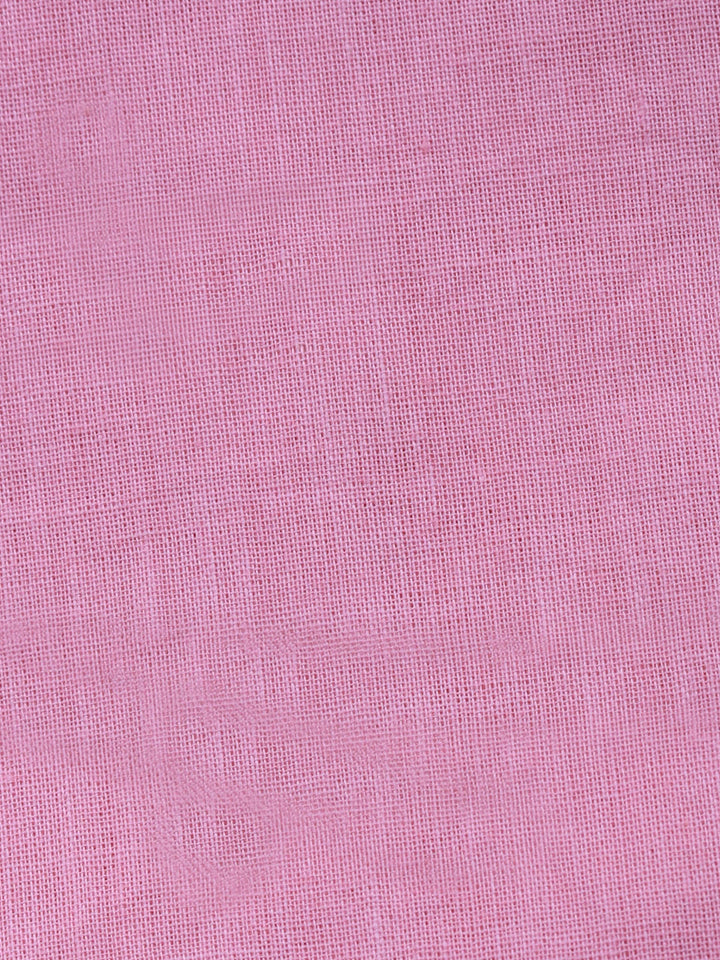 Pink Embroidered Cotton Blend Unstitched Suit &amp; Pant With Cotton Dupatta