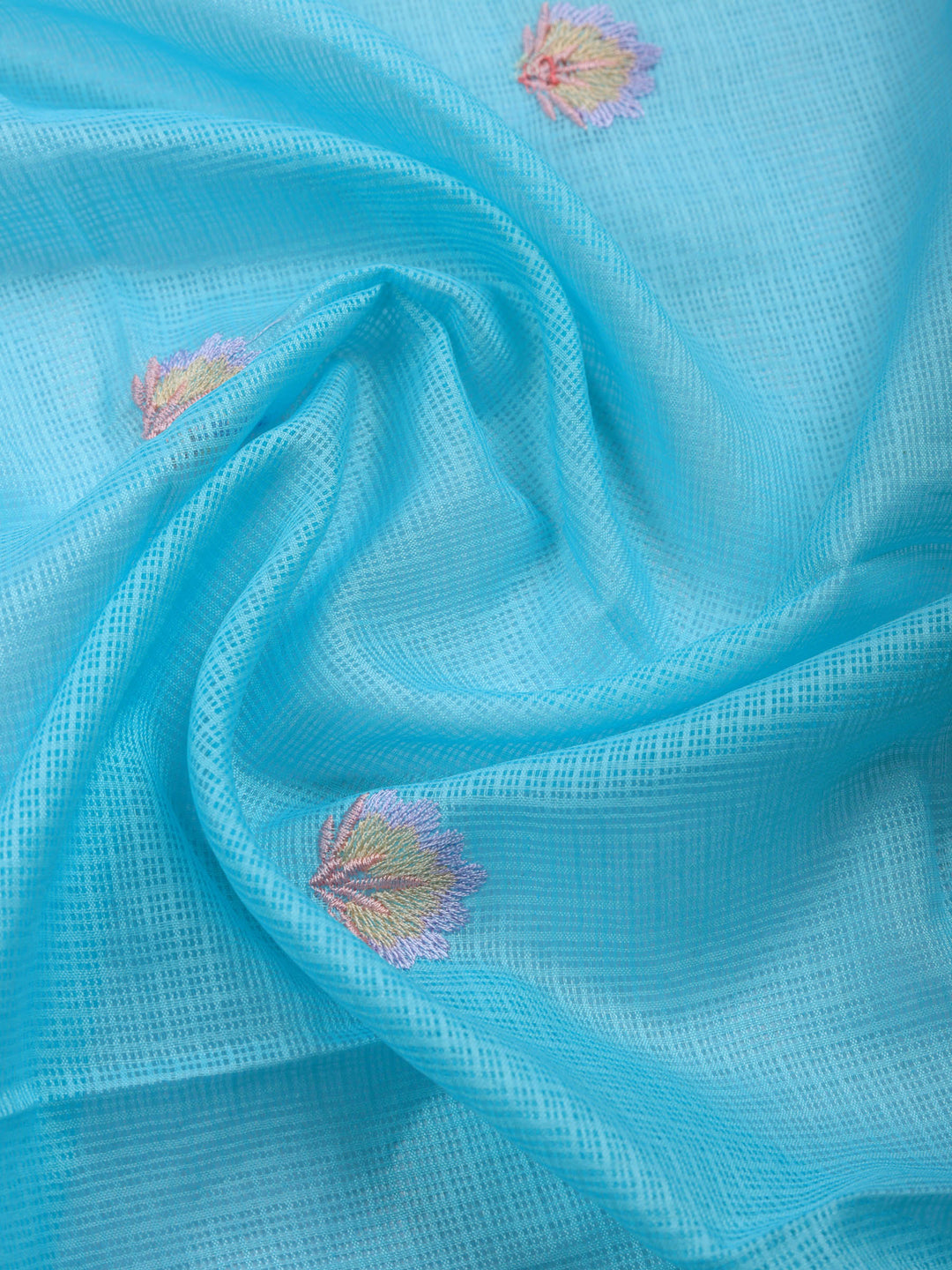 Sea Green Embroidered Cotton Blend Unstitched Suit &amp; Pant With Cotton Dupatta