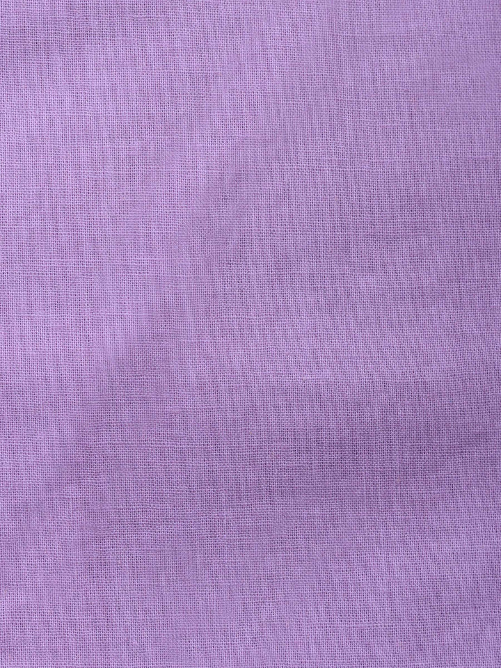 Lavender Embroidered Cotton Blend Unstitched Suit &amp; Pant With Cotton Dupatta